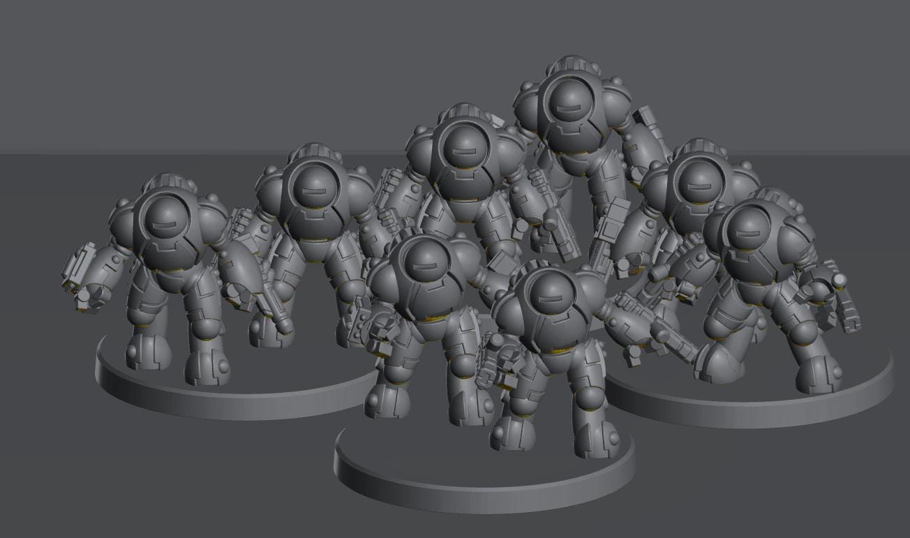 Skyborn Battlesuits | 8mm Epic Scale Sci-Fi Walker Miniature