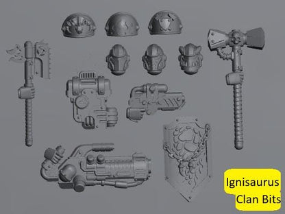 Ignisaurus Warrior Conversion Bits | Weapons, Shield and Armour Accessories for 28-32mm Sci-Fi Miniatures