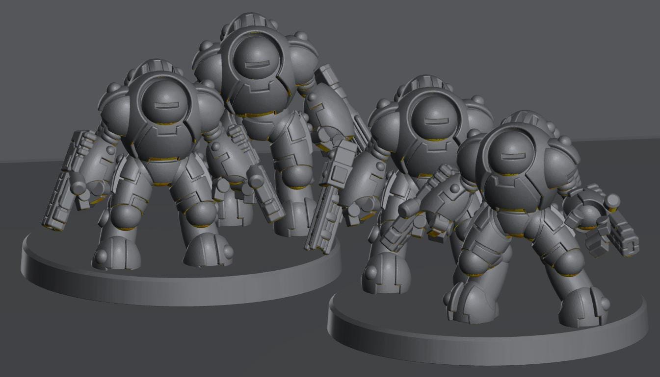 Skyborn Battlesuits | 8mm Epic Scale Sci-Fi Walker Miniature