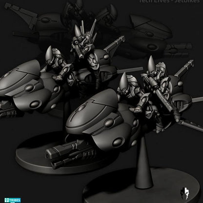 Tech Elves Jetbikes | 32/28mm Heroic-Scale Sci-Fi Bike Miniatures