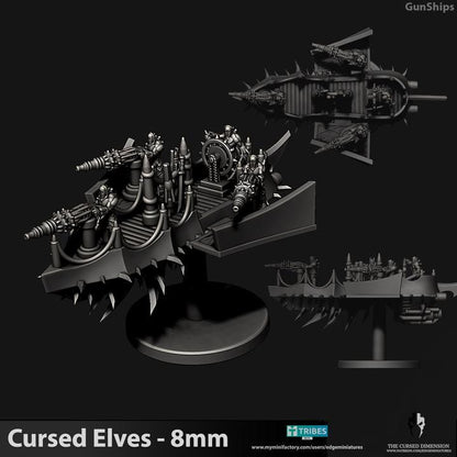 Cursed Elves Gun Ships | 8mm Epic Scale Sci-Fi Vehicle Miniatures
