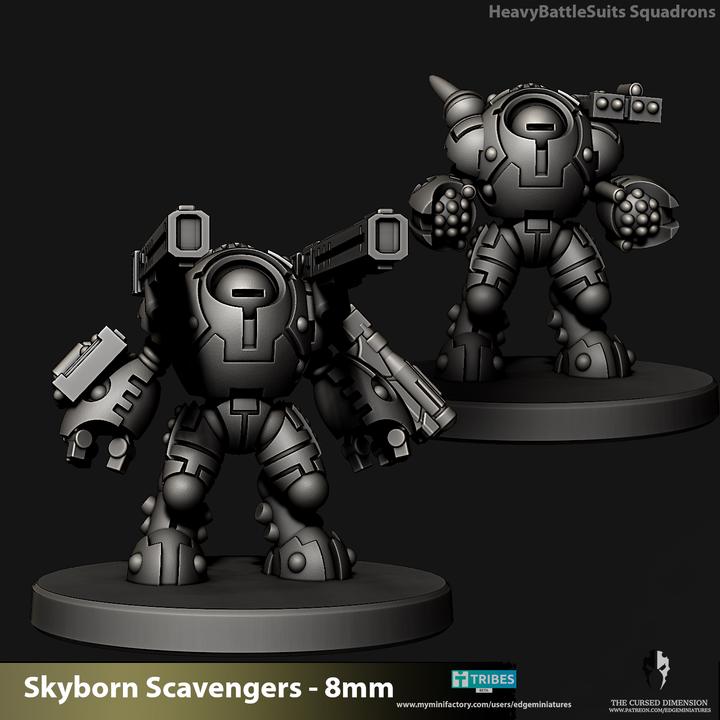 Skyborn Heavy Battlesuits | 8mm Epic Scale Sci-Fi Walker Miniature
