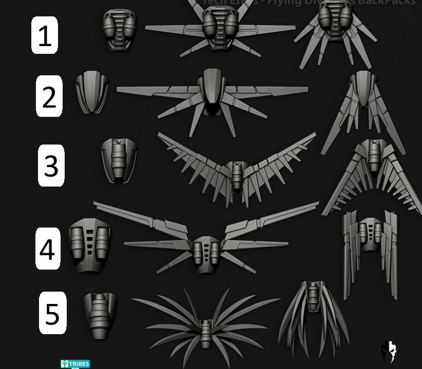 Tech Elves Flying Warriors | 32/28mm Heroic-Scale Sci-Fi Miniatures