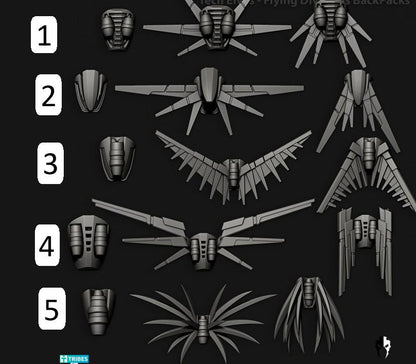 Tech Elves Flying Warriors | 32/28mm Heroic-Scale Sci-Fi Miniatures
