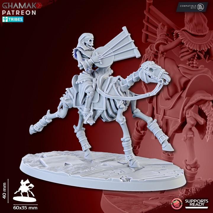 Undead Pharaohs Sand Skeleton Horsemen/Sabretooth Riders | 28mm Heroic-Scale Fantasy Cavalry Miniatures