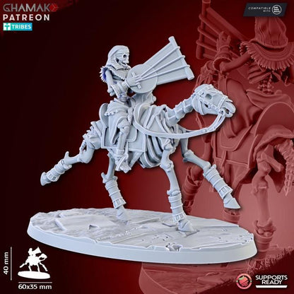 Undead Pharaohs Sand Skeleton Horsemen/Sabretooth Riders | 28mm Heroic-Scale Fantasy Cavalry Miniatures