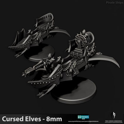 Cursed Elves Pirate Ships | 8mm Epic Scale Sci-Fi Vehicle Miniatures
