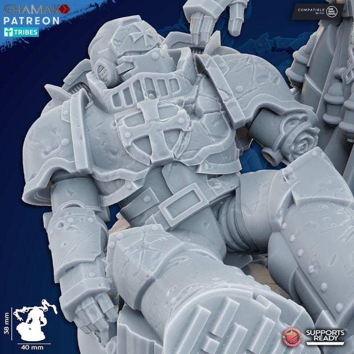 Temple Militum Heroes | 32/28mm Heroic-Scale Sci-Fi Heavy Power Armour Infantry Leader