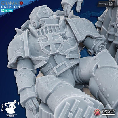 Temple Militum Heroes | 32/28mm Heroic-Scale Sci-Fi Heavy Power Armour Infantry Leader