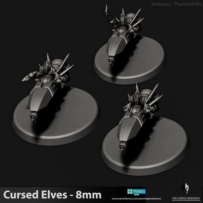 Cursed Elves Jetbikes | 8mm Epic Scale Sci-Fi Bike Miniatures