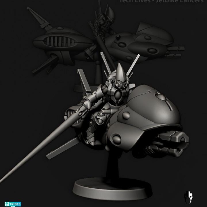 Tech Elves Jetbikes | 32/28mm Heroic-Scale Sci-Fi Bike Miniatures