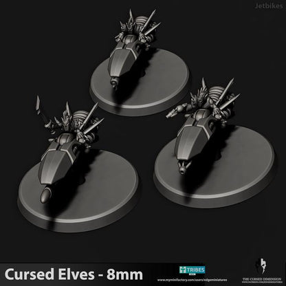 Cursed Elves Jetbikes | 8mm Epic Scale Sci-Fi Bike Miniatures