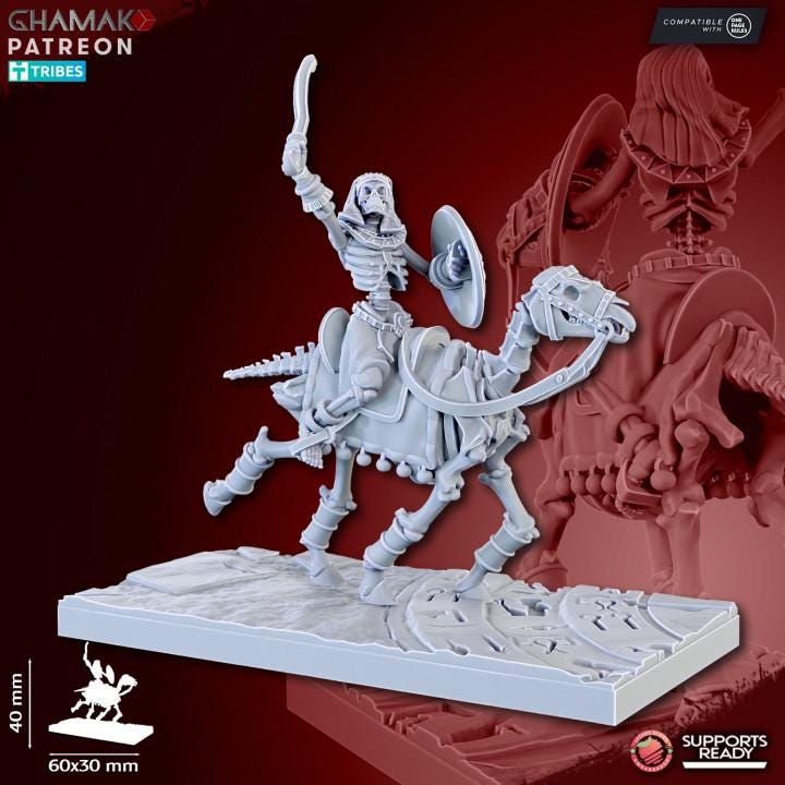 Undead Pharaohs Sand Skeleton Horsemen/Sabretooth Riders | 28mm Heroic-Scale Fantasy Cavalry Miniatures