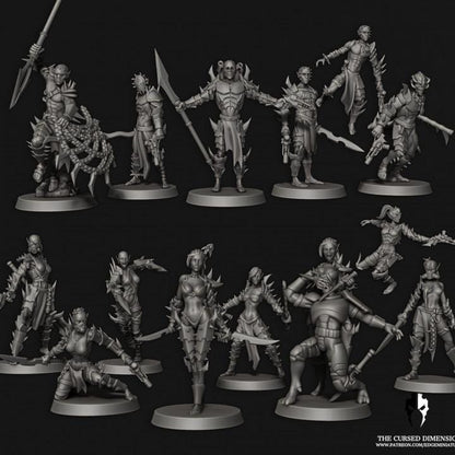 Cursed Elves Warriors | 32/28mm Heroic-Scale Sci-Fi Infantry Miniatures