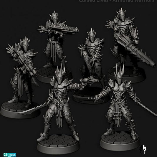 Cursed Elves Warriors | 32/28mm Heroic-Scale Sci-Fi Infantry Miniatures