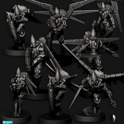 Tech Elves Flying Warriors | 32/28mm Heroic-Scale Sci-Fi Miniatures