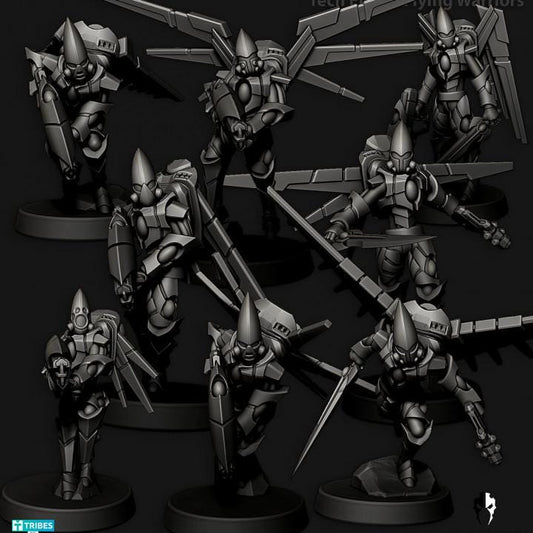 Tech Elves Flying Warriors | 32/28mm Heroic-Scale Sci-Fi Miniatures
