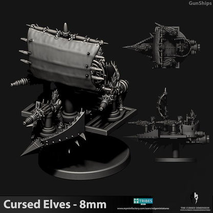 Cursed Elves Gun Ships | 8mm Epic Scale Sci-Fi Vehicle Miniatures
