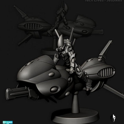 Tech Elves Jetbikes | 32/28mm Heroic-Scale Sci-Fi Bike Miniatures