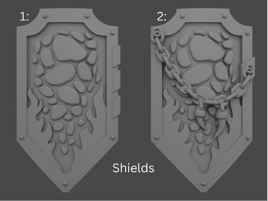 Ignisaurus Warrior Conversion Bits | Weapons, Shield and Armour Accessories for 28-32mm Sci-Fi Miniatures