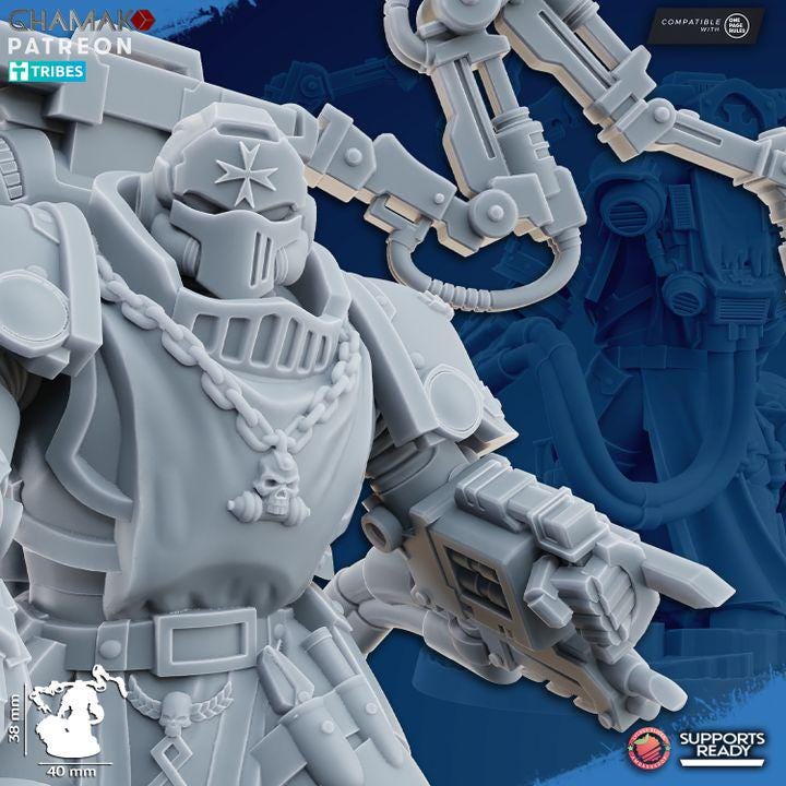 Temple Militum Heroes | 32/28mm Heroic-Scale Sci-Fi Heavy Power Armour Infantry Leader