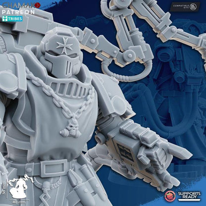 Temple Militum Heroes | 32/28mm Heroic-Scale Sci-Fi Heavy Power Armour Infantry Leader