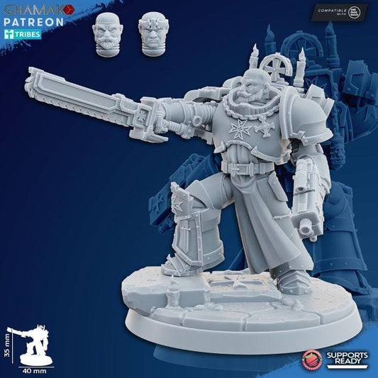 Temple Militum Heroes | 32/28mm Heroic-Scale Sci-Fi Heavy Power Armour Infantry Leader