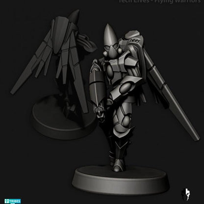 Tech Elves Flying Warriors | 32/28mm Heroic-Scale Sci-Fi Miniatures