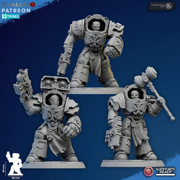Temple Exterminators | 32/28mm Heroic-Scale Sci-Fi Heavy Power Armour Infantry