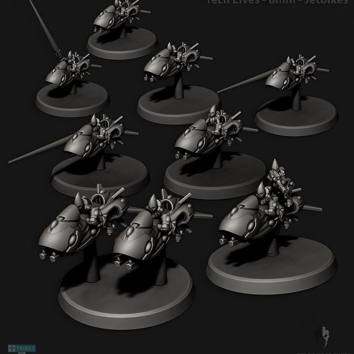Tech Elves Jetbikes | 8mm Epic Scale Sci-Fi Bike Miniatures