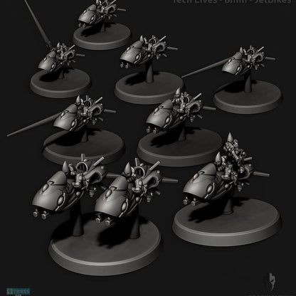 Tech Elves Jetbikes | 8mm Epic Scale Sci-Fi Bike Miniatures