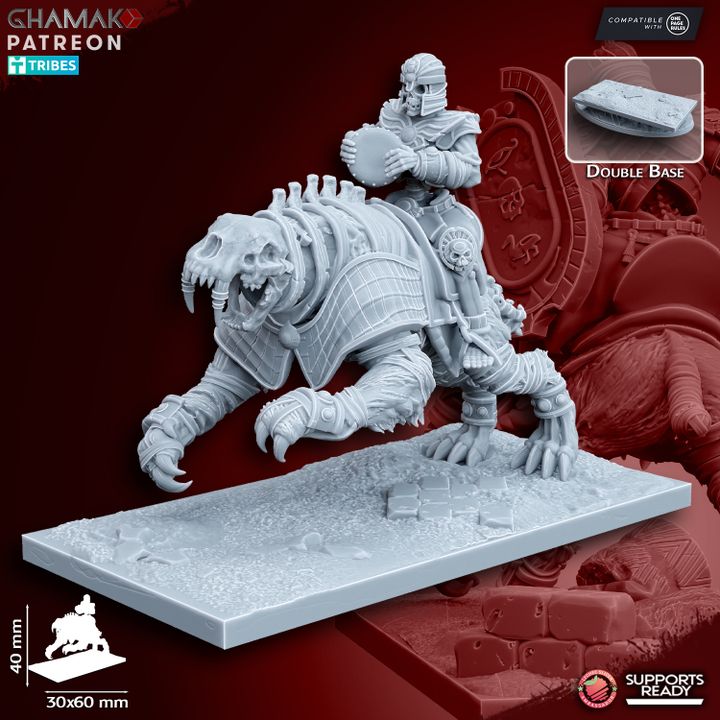Undead Pharaohs Sand Skeleton Horsemen/Sabretooth Riders | 28mm Heroic-Scale Fantasy Cavalry Miniatures