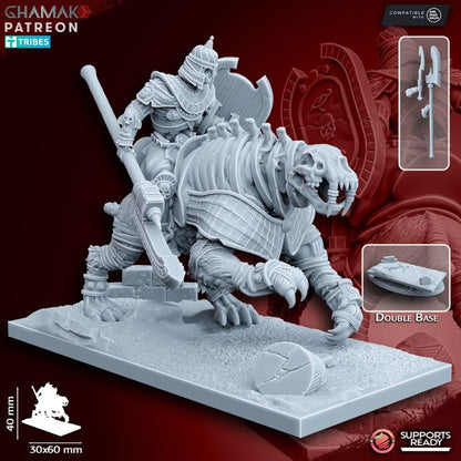 Undead Pharaohs Sand Skeleton Horsemen/Sabretooth Riders | 28mm Heroic-Scale Fantasy Cavalry Miniatures