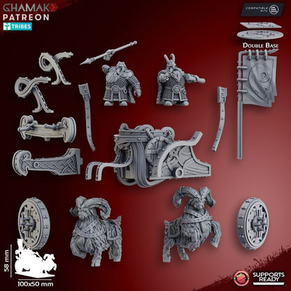 Dwarf Goat Chariot | 28mm Heroic-Scale Fantasy Chariot Miniatures