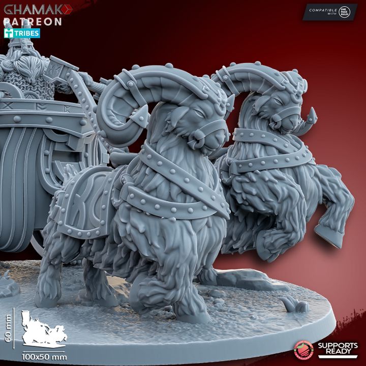 Dwarf Goat Chariot | 28mm Heroic-Scale Fantasy Chariot Miniatures