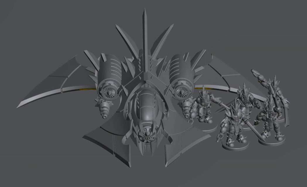 Cursed Elves Fighters | 8mm Epic Scale Sci-Fi Vehicle Miniatures
