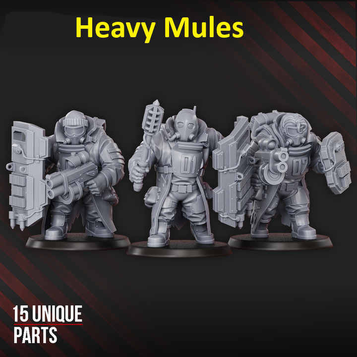 Guard Mules | 32/28mm Heroic-Scale Sci-Fi  Monstrous Infantry Miniatures
