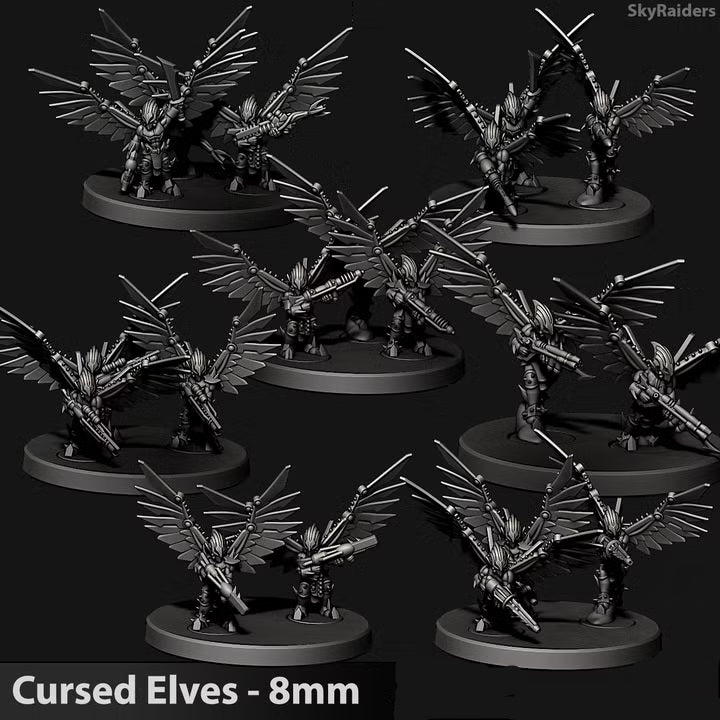 Cursed Elves Sky Raiders | 8mm Epic Scale Sci-Fi Infantry Miniatures