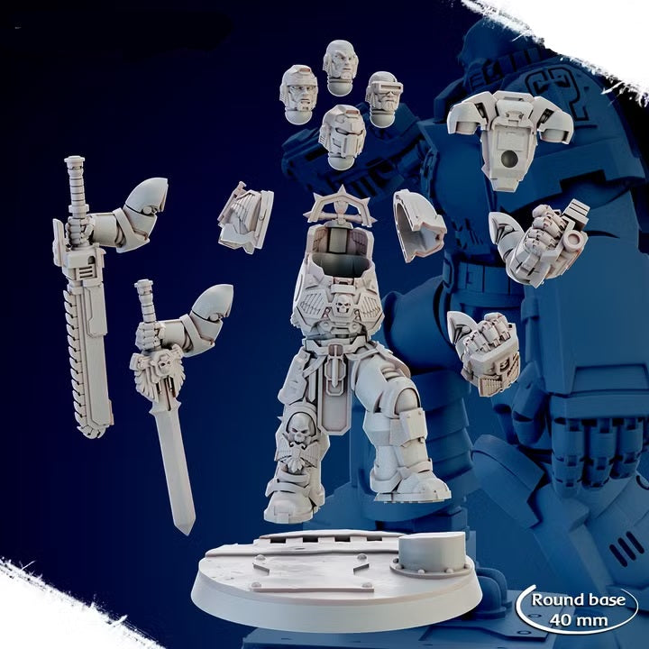 Tribune Heroes | 32/28mm Heroic-Scale Sci-Fi Heavy Power Armour Infantry Leader