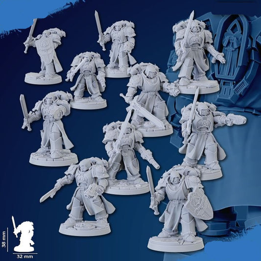 Vengeful Veterans | 32/28mm Heroic-Scale Sci-Fi Heavy Power Armour Infantry