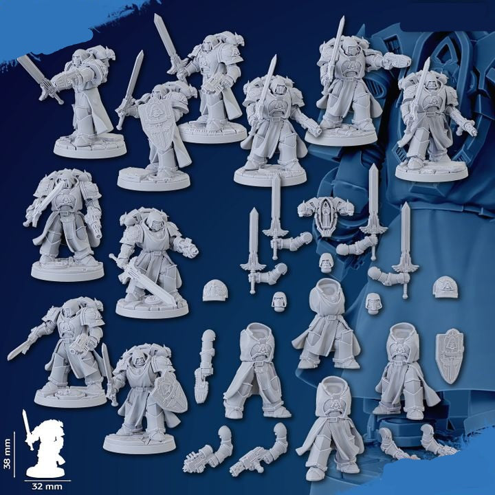 Vengeful Veterans | 32/28mm Heroic-Scale Sci-Fi Heavy Power Armour Infantry