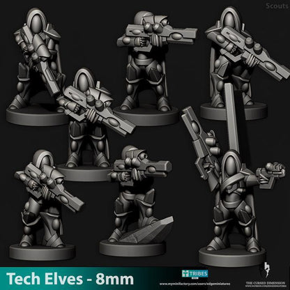 Tech Elves Warriors | 8mm Epic Scale Sci-Fi Infantry Miniatures