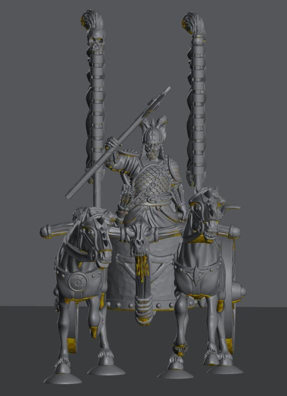 Chariot Raiders King | 28mm Scale Fantasy War Machine Miniatures