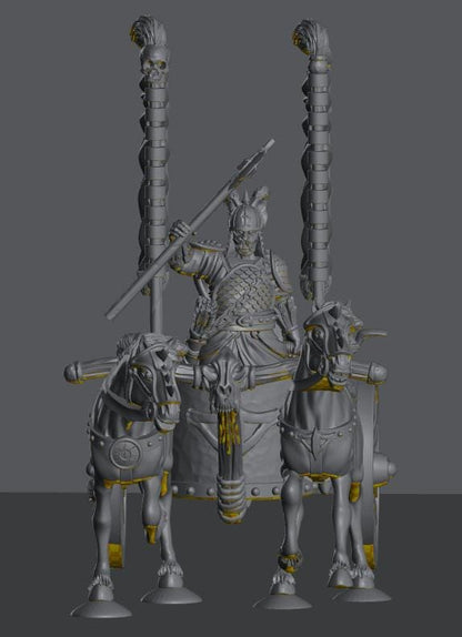 Chariot Raiders King | 28mm Scale Fantasy War Machine Miniatures