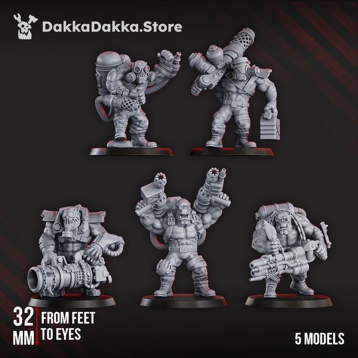 Porkaz Umiez Burnerz | 32/28mm Heroic-Scale Sci-Fi Infantry Miniatures