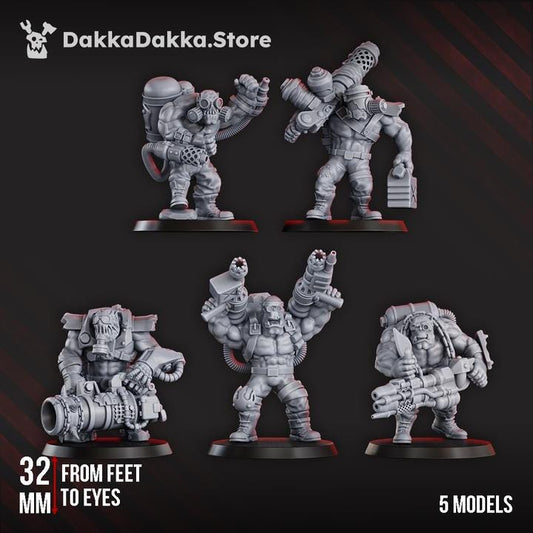 Porkaz Umiez Burnerz | 32/28mm Heroic-Scale Sci-Fi Infantry Miniatures
