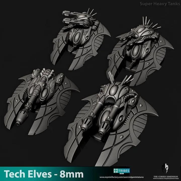 Tech Elves Super Heavy Tank | 8mm Epic Scale Sci-Fi Vehicle Miniatures