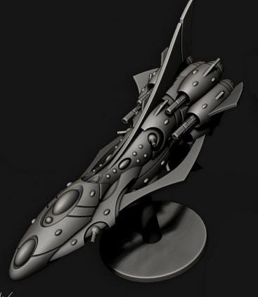 Tech Elves Fleet Scale Dreadnaught | Space Fleet Scale Sci-Fi Miniatures