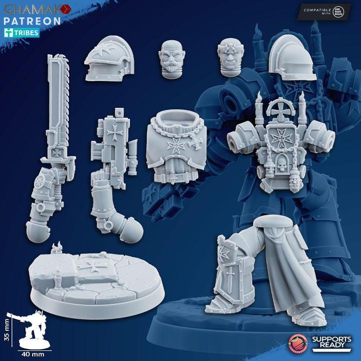Temple Militum Heroes | 32/28mm Heroic-Scale Sci-Fi Heavy Power Armour Infantry Leader