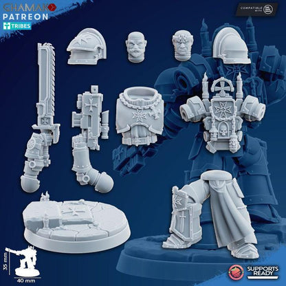 Temple Militum Heroes | 32/28mm Heroic-Scale Sci-Fi Heavy Power Armour Infantry Leader